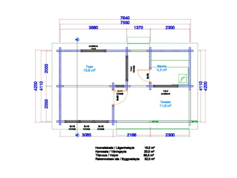 Баня из бруса 7,64×4,2 Баня из бруса 7,64×4,2